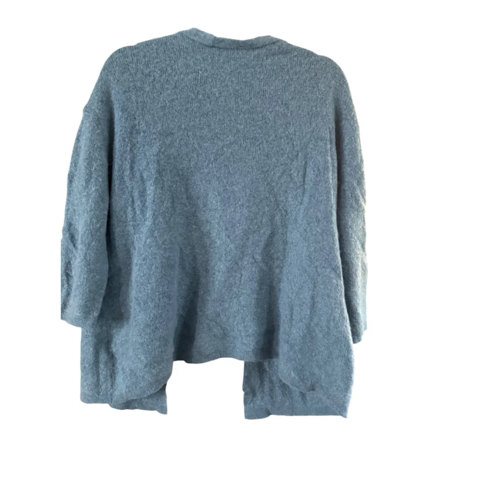 Women's Zara Blue Alpaca Blend Open Front Cardigan L - Picture 3 of 8